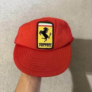 Vintage Ferrari Red Trucker Snapback Hat